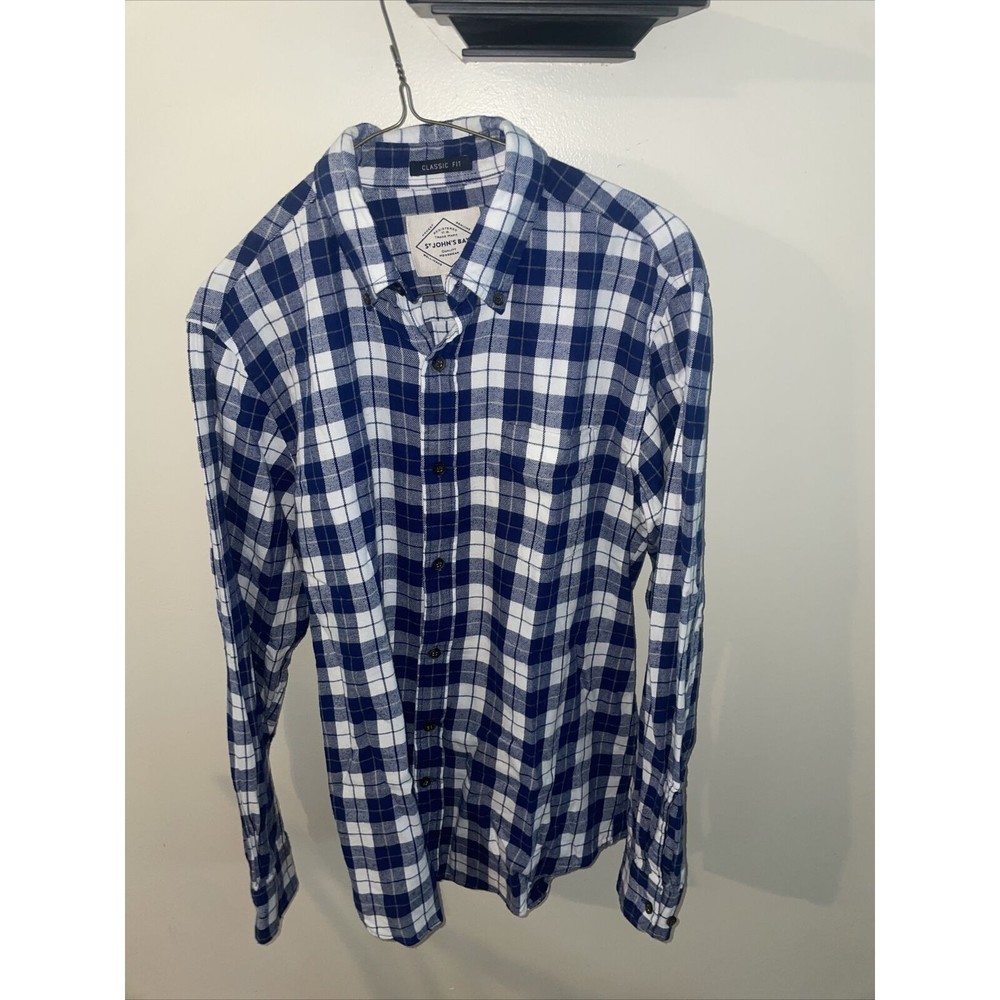 St. John's Bay Blue Plaid Casual Button Down Shirt